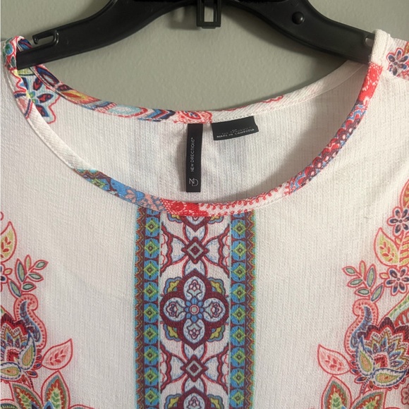 New Directions Floral Boho Peasant blouse bell split sleeves size medium - Picture 7 of 12
